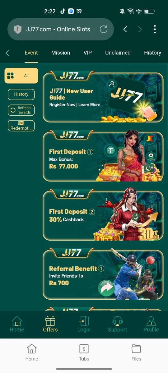 JJ77 Bonuses